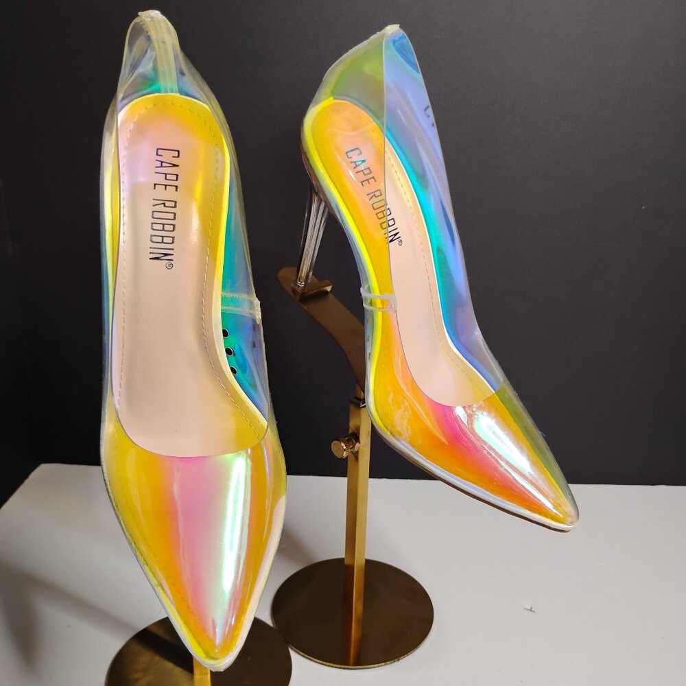 Cape Robbin Nib Iridescent High Heels Size 7 'Glass Doll'